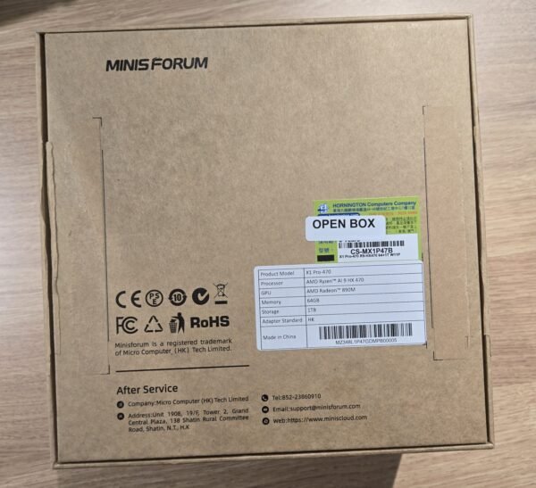 [開箱品] Minisforum AI X1 Pro 迷你電腦  (CS-MX1P47B)  SN:MZ348L1P47GDMPB00005 #3 個月保用 #開箱品請保留單據及購買電郵